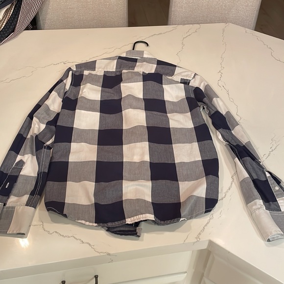 American rag small long sleeve button up.  White , blue, gray. - Picture 3 of 3